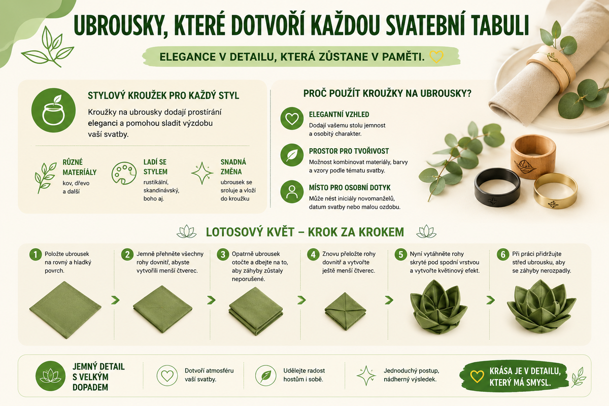 Skládání ubrousků na svatbu krok za krokem