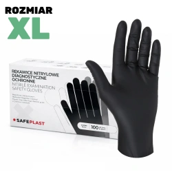 Nitrilové nepudrované černé rukavice v krabičce, "XL", 100 ks