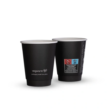 Dvoustěnný papírový kelímek černý 250 ml, průměr 80 mm 25 ks