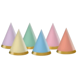 Papírové mini párty čepičky „Pastel Party“, průměr 5 cm, výška 8 cm, 6 ks