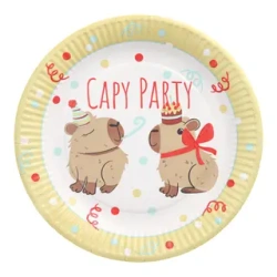 Papírový kulatý talíř „Capy Party“ 23 cm, 10 ks.