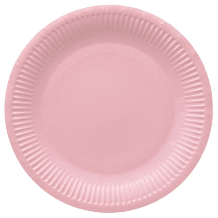 Kulatý papírový talíř "Světle růžová" průměr 23 cm 8 ks.