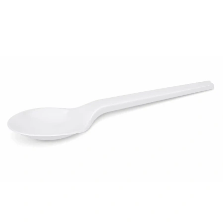 Lžíce C-PLA bílé, opakovaně použitelné, 18 cm, 50 ks