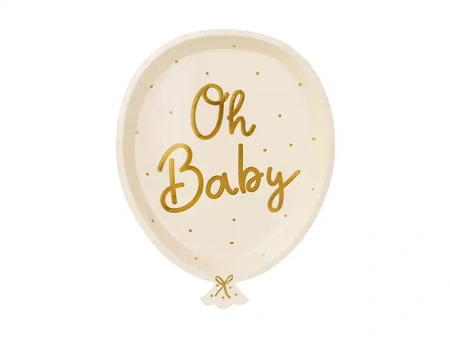 Papírové talíře „Oh Baby“, 17,5 × 22 cm, 6 ks