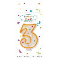 Narozeninová svíčka Puntíky „3“, 1 ks