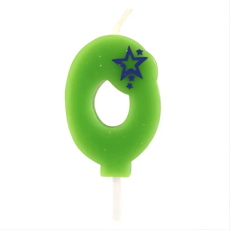Narozeninová svíčka Zelená číslice „0“, 1 ks.