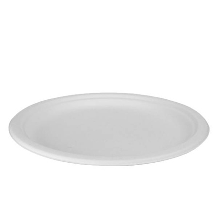 Kulatý talíř z cukrové třtiny, průměr 26 cm 50 ks.