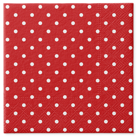 Třívrstvé ubrousky "Dots Red", 1/4, 33 x 33 cm 20 ks.