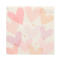 Třívrstvé ubrousky "Pastell Hearts" 1/4 33 x 33 cm 20 ks.