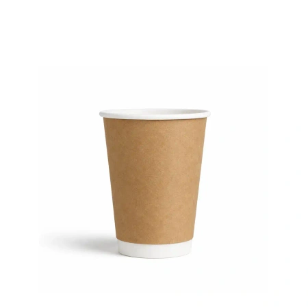 Papírový kelímek dvoustěnný kraft, lesklý, disperzní povlak 250 ml, průměr 80 mm, 25 ks