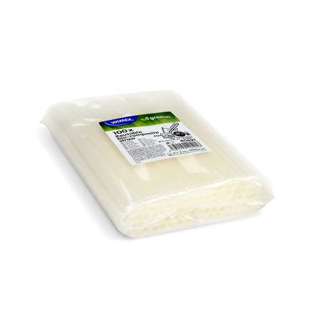 Opakovaně použitelné brčka z biokompozitu bílé 8/210 mm 100 ks