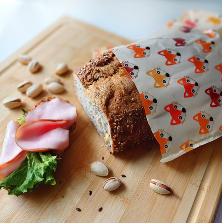 Voskové sáčky na potraviny „Lišky“ L 23 × 32 cm – 1 ks.