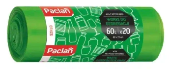 Pytle na tříděný odpad – zelené sklo Paclan 60L 20 ks