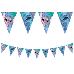 Papírová girlanda – vlajky „Stitch & Angel“ 2,3 m, 1 ks