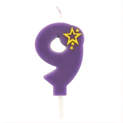 Narozeninová svíčka Fialová číslice „9“, 1 ks.