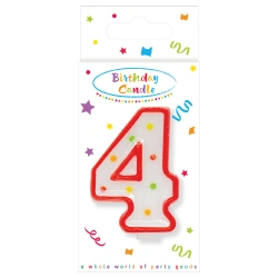 Narozeninová svíčka Puntíky „4“, 1 ks