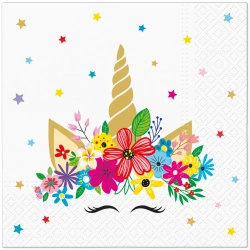 3vrstvé ubrousky "Unicorn Party", 1/4, 33 x 33 cm, 20 ks