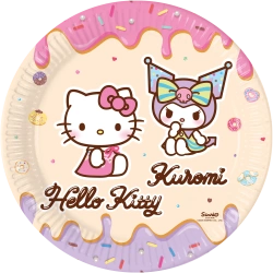 Papírové talíře „Hello Kitty & Kuromi“, 23 cm, 8 ks