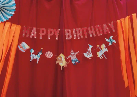 Papírový banner „Happy Birthday – Cirkus“, 2,75 m, 1 ks