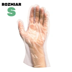 Průhledné hdpe jednorázové rukavice v bloku, "S", 100 ks