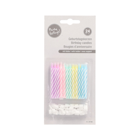 Sada narozeninových svíček, pastelové barvy, 6 cm, 24 ks