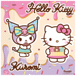 Dvouvrstvé ubrousky „Hello Kitty & Kuromi“, 33 × 33 cm, 20 ks