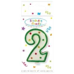Narozeninová svíčka Puntíky „2“, 1 ks