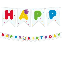 Opakovaně Použitelná Girlanda Vlajky "Happy Birthday" 2,3 m, 1 Ks
