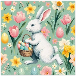 Třívrstvé ubrousky "Velikonoční zajíček", 1/4, 33 x 33 cm 20 ks