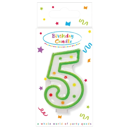 Narozeninová svíčka Puntíky „5“, 1 ks