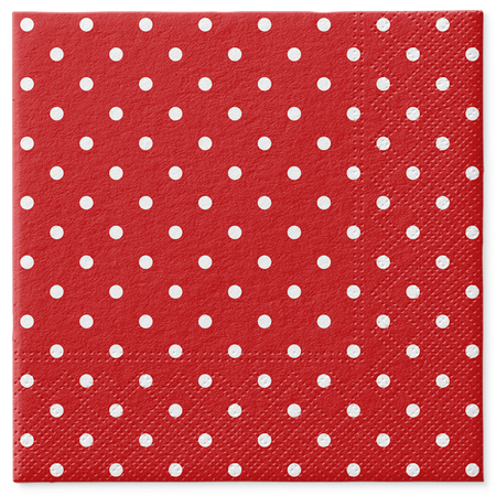 Třívrstvé ubrousky "Dots Red", 1/4, 33 x 33 cm 20 ks.