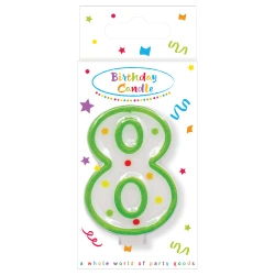 Narozeninová svíčka Puntíky „8“, 1 ks