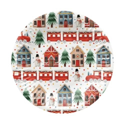 Kulatý papírový talíř "Cozy Christmas" průměr 18 cm, 8 ks.