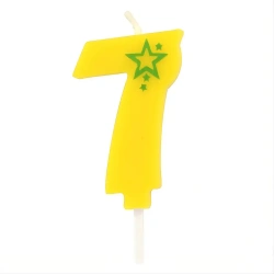 Narozeninová svíčka Žlutá číslice „7“, 1 ks.