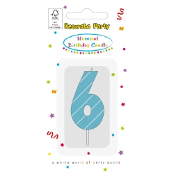 Narozeninová svíčka Modrá „6“, 1 ks