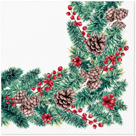 Třívrstvé ubrousky "Winter Branches", 1/4, 33 x 33 cm 20 ks.