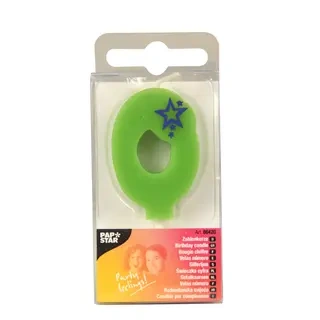 Narozeninová svíčka Zelená číslice „0“, 1 ks.