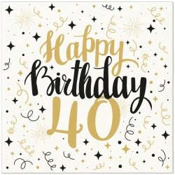 Ubrousky Premium Airlaid "Birthday 40" 40 cm x 40 cm, 50 ks