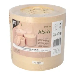 Parní košík z bambusu „ASIA“, výška 13,5 cm, průměr 15 cm, 3dílný, 1 ks