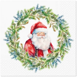 Třívrstvé ubrousky "Joyful Claus", 1/4, 33 x 33 cm 20 ks.