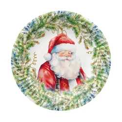 Kulatý papírový talíř "Santa Claus" průměr 18 cm, 8 ks.