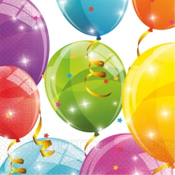 Dvouvrstvé ubrousky „Sparkling Balloons“, 33 × 33 cm, 20 ks