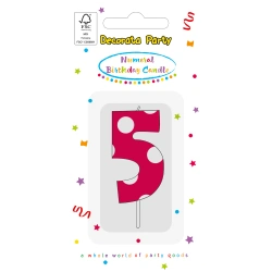 Narozeninová svíčka Růžová „5“, 1 ks