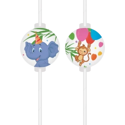 Papírová brčka Jungle, 22 cm, 4 ks.