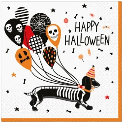 Třívrstvé ubrousky "Spooky Dachshund / Halloween", 1/4, 33 x 33 cm 20 ks.