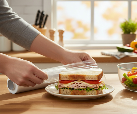 Potravinářská fólie v roli, šířka 45 cm, délka 220 m, tloušťka 8 μm, 1 ks