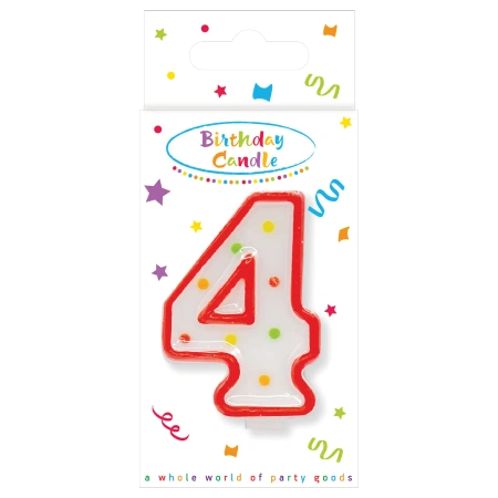 Narozeninová svíčka Puntíky „4“, 1 ks