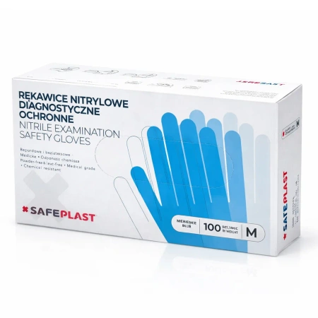 Nitrilové nepudrované modré rukavice v krabičce, "M", 100 ks