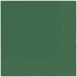 Třívrstvé ubrousky, tmavě zelená, 1/4, 33 x 33 cm 20 ks