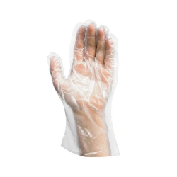 Průhledné hdpe jednorázové rukavice v krabičce, "L", 100 ks